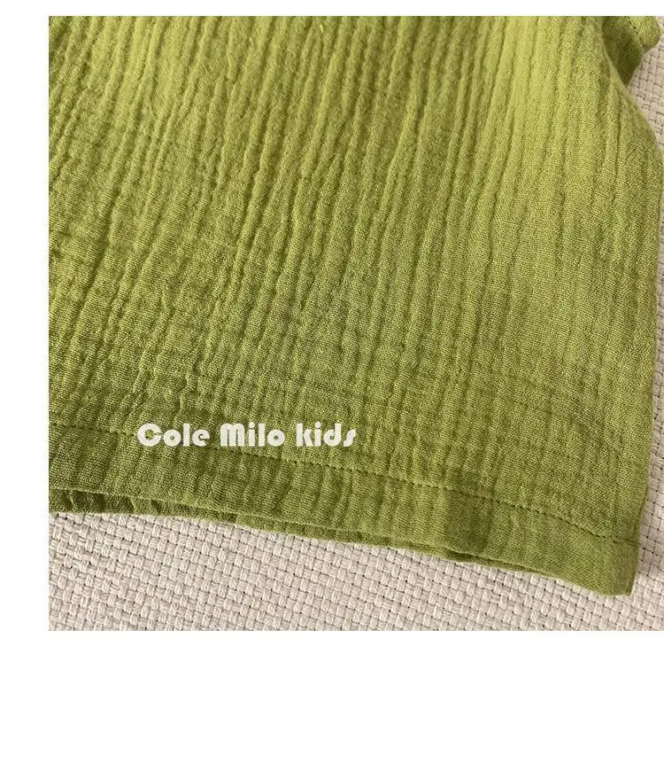 Green Textured Cotton Kids Vest Summer Sleeveless T-Shirt — feature 24