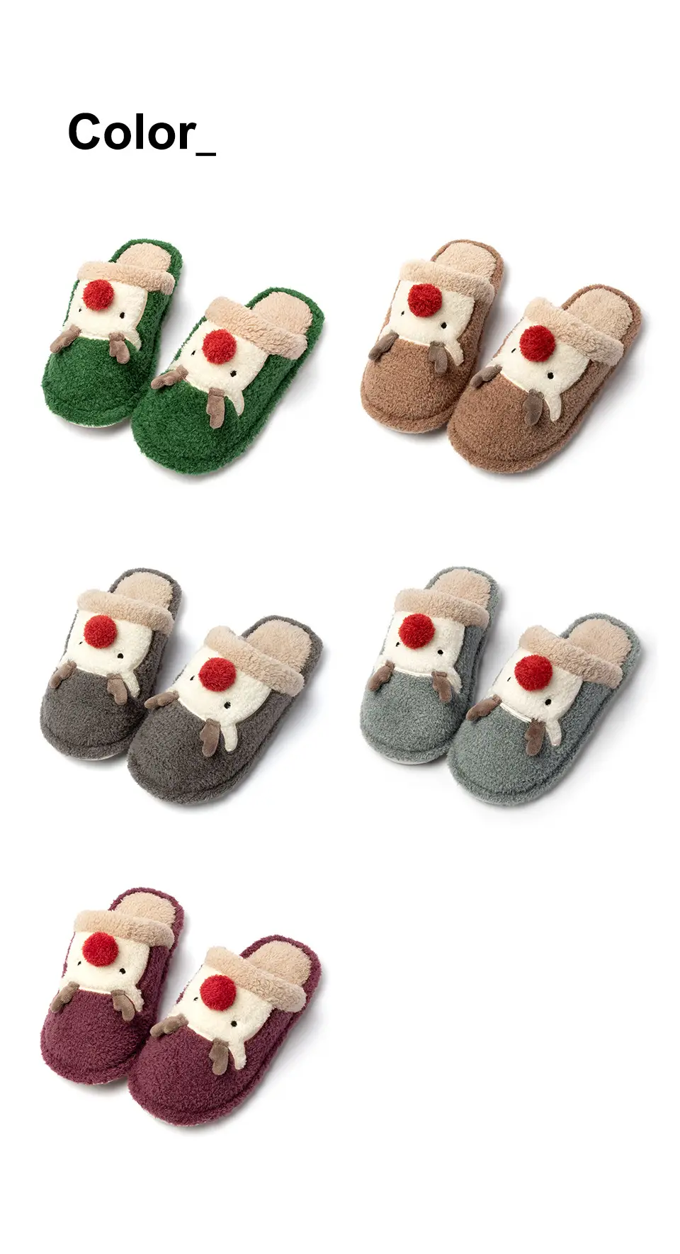 Cute Christmas Elk Fleece Slippers for Women Winter — feature 7