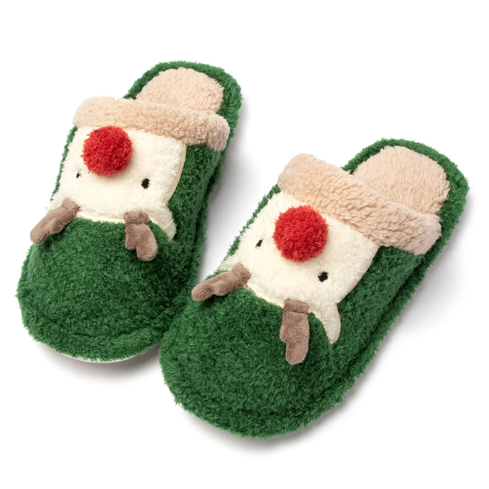Cute Christmas Elk Fleece Slippers for Women Winter - Image 2