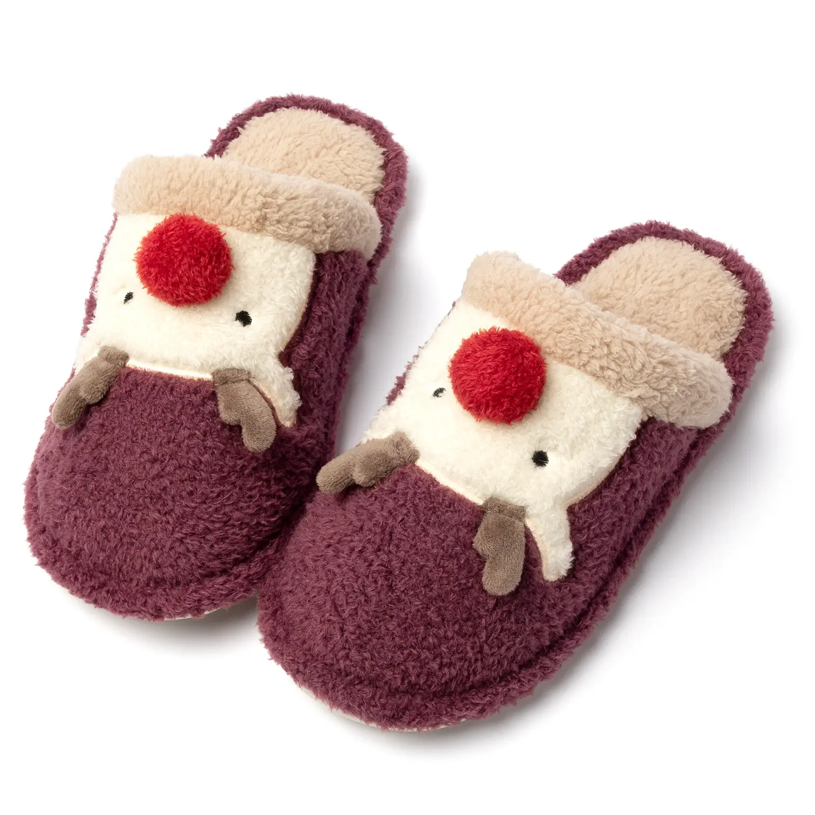 Cute Christmas Elk Fleece Slippers for Women Winter - Image 3