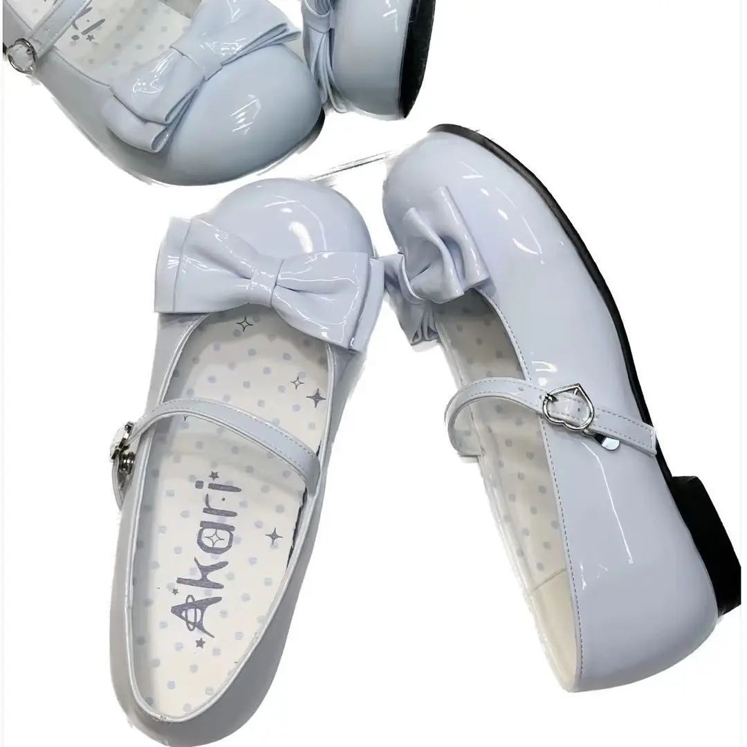Sweet Sweetheart Story Lolita Heart-Warming Round Lolita Cute Bow Low Heel Round Toe Lo Shoes for Women