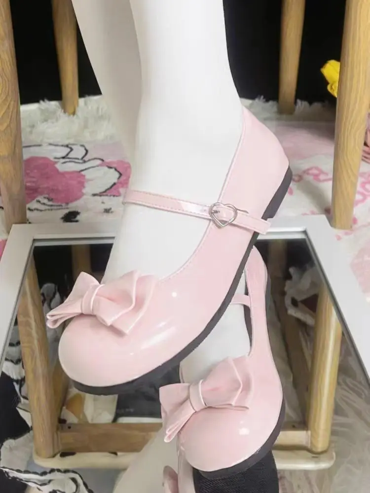 Sweet Sweetheart Story Lolita Heart-Warming Round Lolita Cute Bow Low Heel Round Toe Lo Shoes for Women — feature 14