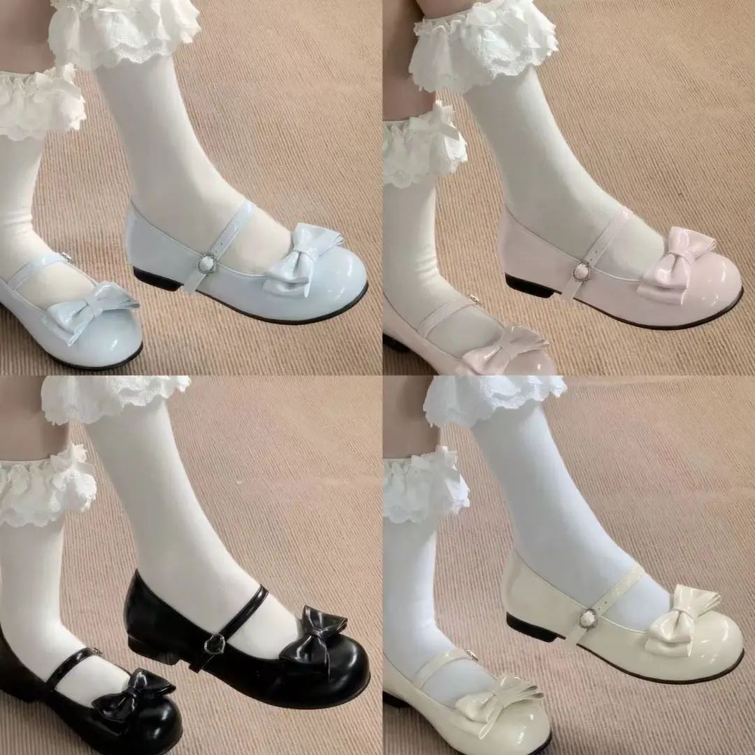 Sweet Sweetheart Story Lolita Heart-Warming Round Lolita Cute Bow Low Heel Round Toe Lo Shoes for Women — feature 15