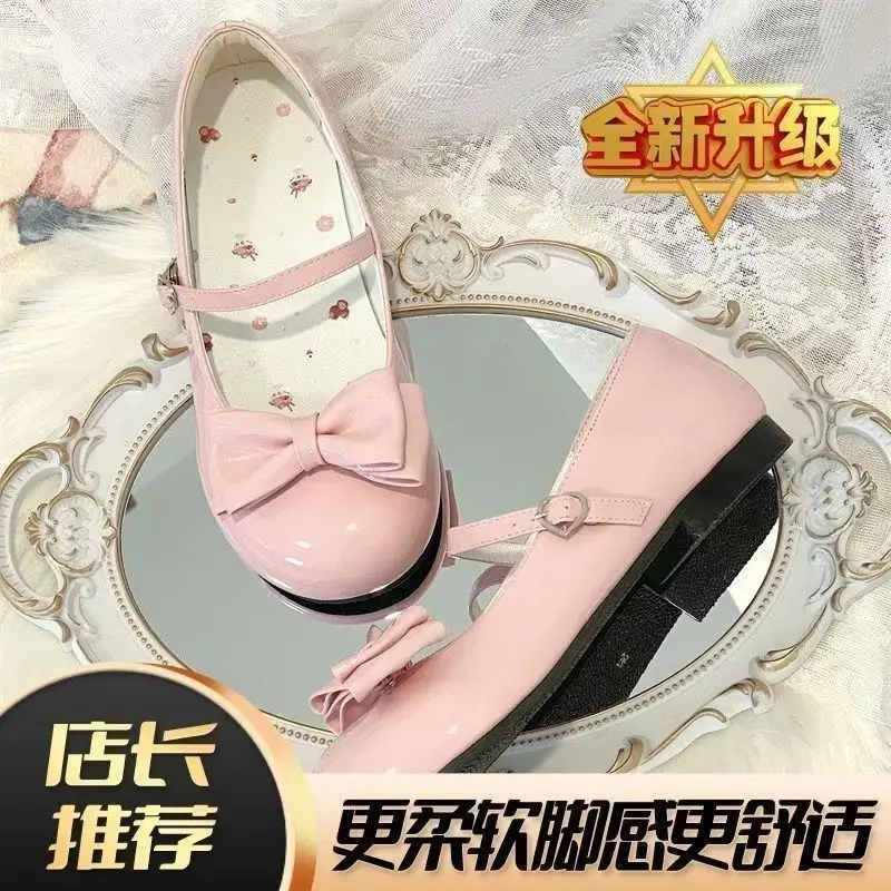 Sweet Sweetheart Story Lolita Heart-Warming Round Lolita Cute Bow Low Heel Round Toe Lo Shoes for Women — feature 4
