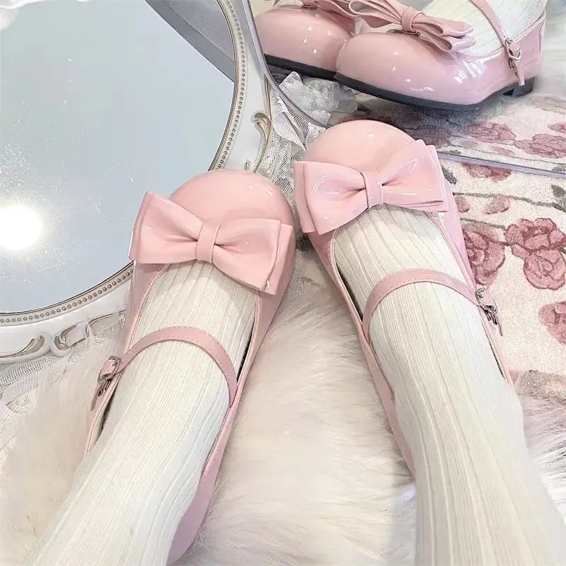 Sweet Sweetheart Story Lolita Heart-Warming Round Lolita Cute Bow Low Heel Round Toe Lo Shoes for Women — feature 6