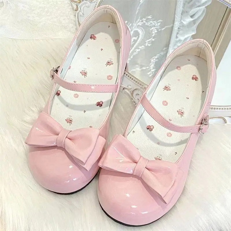 Sweet Sweetheart Story Lolita Heart-Warming Round Lolita Cute Bow Low Heel Round Toe Lo Shoes for Women — feature 8