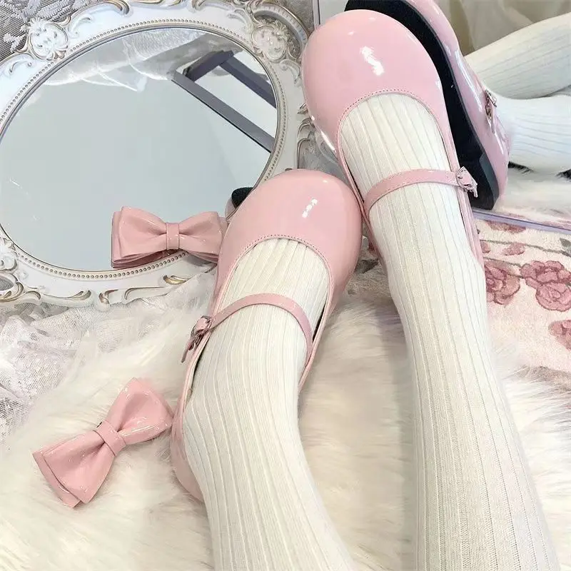 Sweet Sweetheart Story Lolita Heart-Warming Round Lolita Cute Bow Low Heel Round Toe Lo Shoes for Women — feature 9