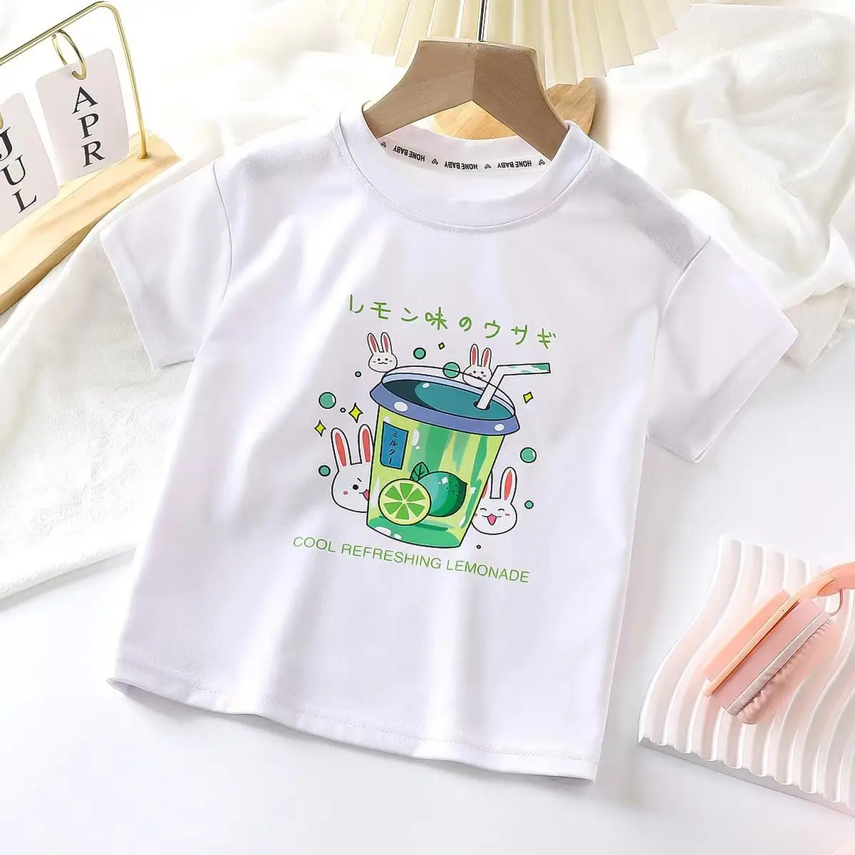 2025 Pink Cartoon Short Sleeve T-Shirt for Kids - Image 2