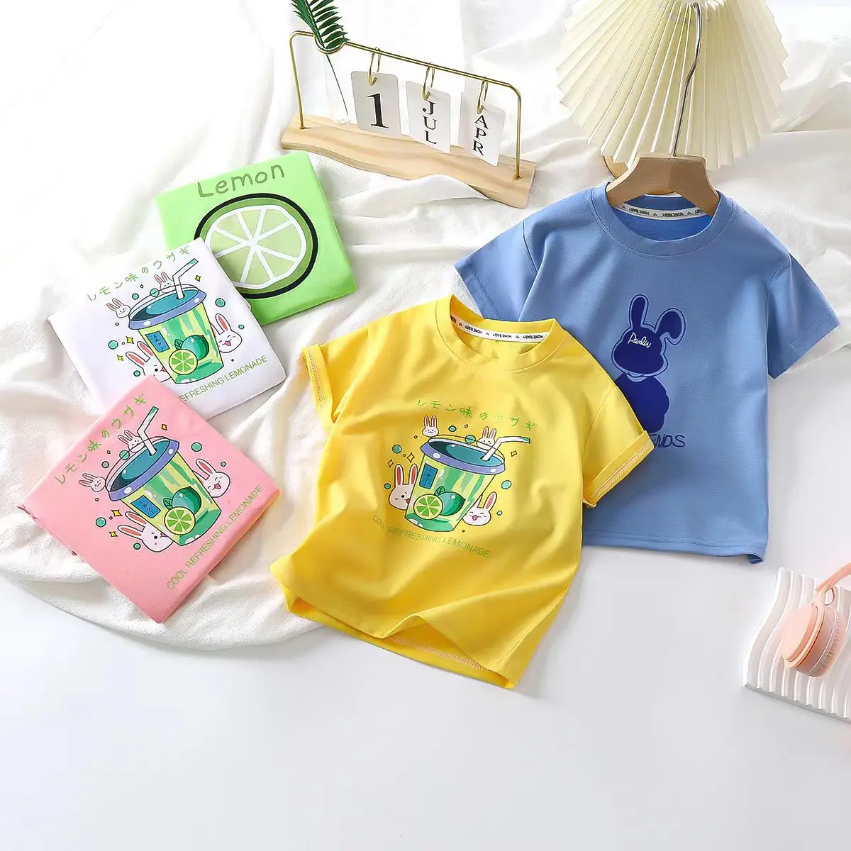 2025 Pink Cartoon Short Sleeve T-Shirt for Kids — feature 1