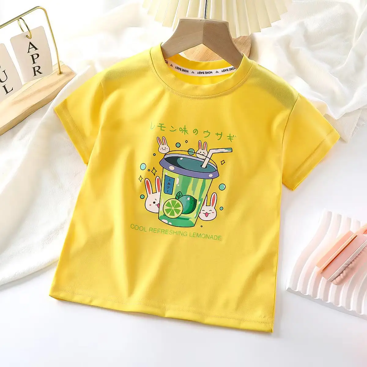 2025 Pink Cartoon Short Sleeve T-Shirt for Kids — feature 3