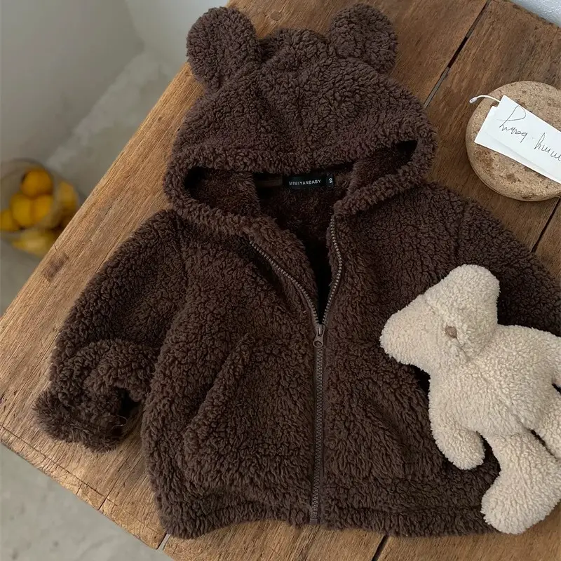 Children's Outwears, Autumn and Winter New Products, Boys and Girls' Stand-Up Fur Sweater Jackets, Kidsren's Clothing, Pure Color Zipper Shirts, Trendyy and Fashionable