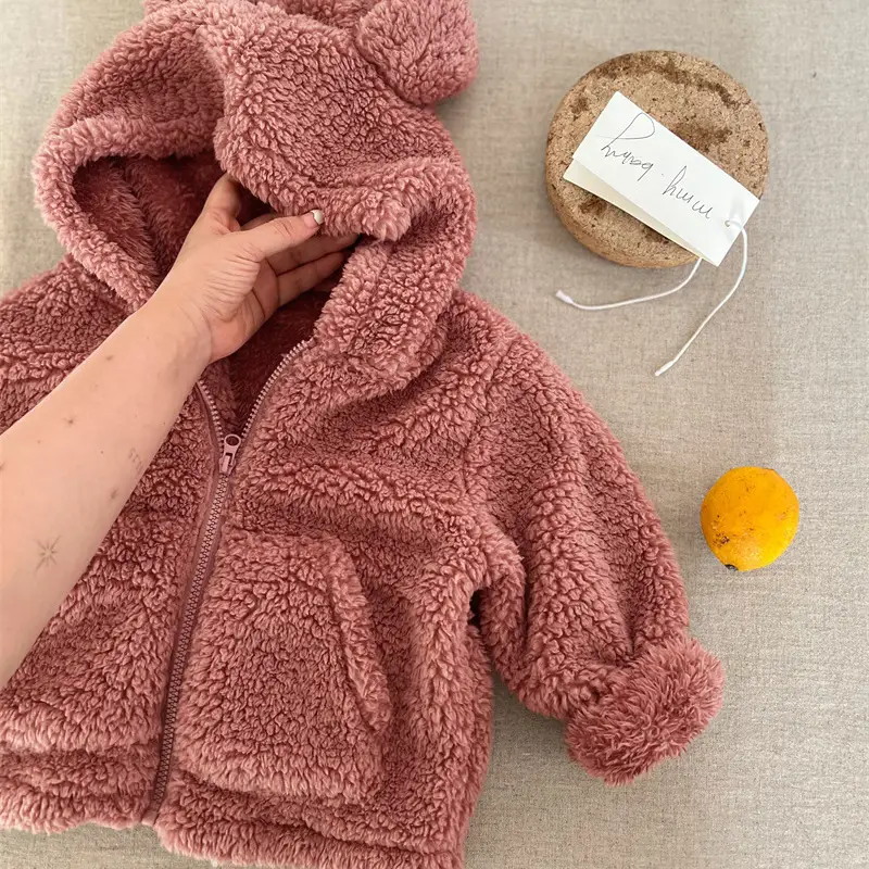 Children's Outwears, Autumn and Winter New Products, Boys and Girls' Stand-Up Fur Sweater Jackets, Kidsren's Clothing, Pure Color Zipper Shirts, Trendyy and Fashionable