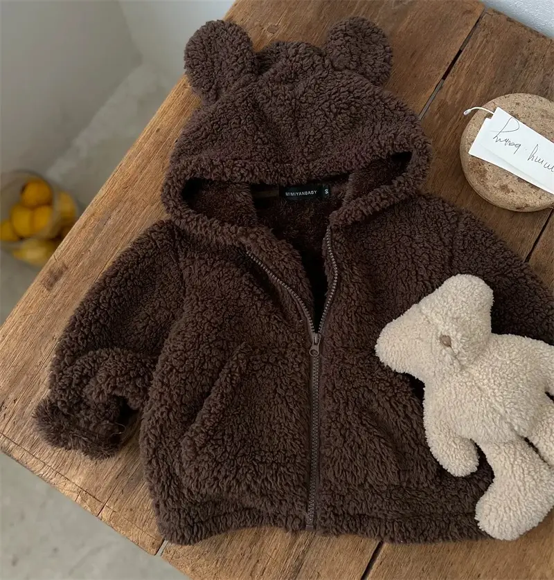 Children's Outwears, Autumn and Winter New Products, Boys and Girls' Stand-Up Fur Sweater Jackets, Kidsren's Clothing, Pure Color Zipper Shirts, Trendyy and Fashionable