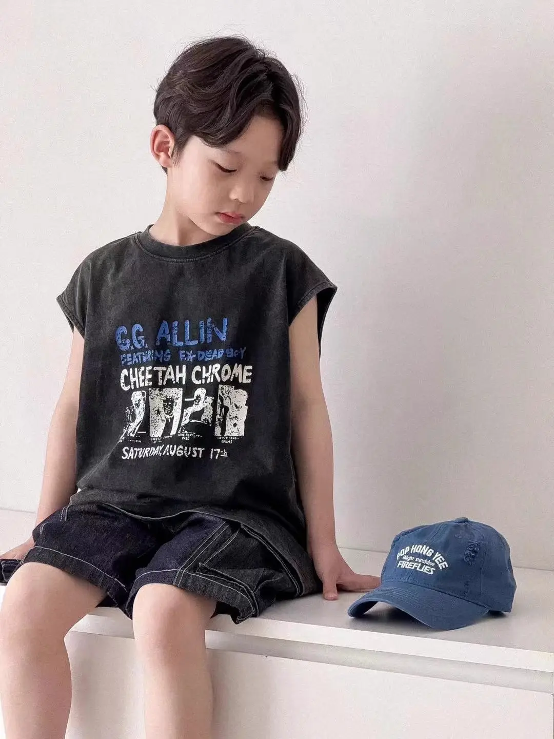 Pure Cotton Boys Sleeveless Vest T-Shirt Summer Korean Style — feature 10