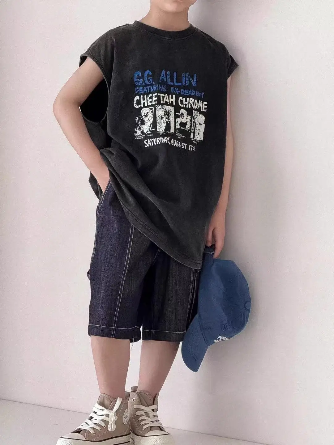 Pure Cotton Boys Sleeveless Vest T-Shirt Summer Korean Style — feature 6
