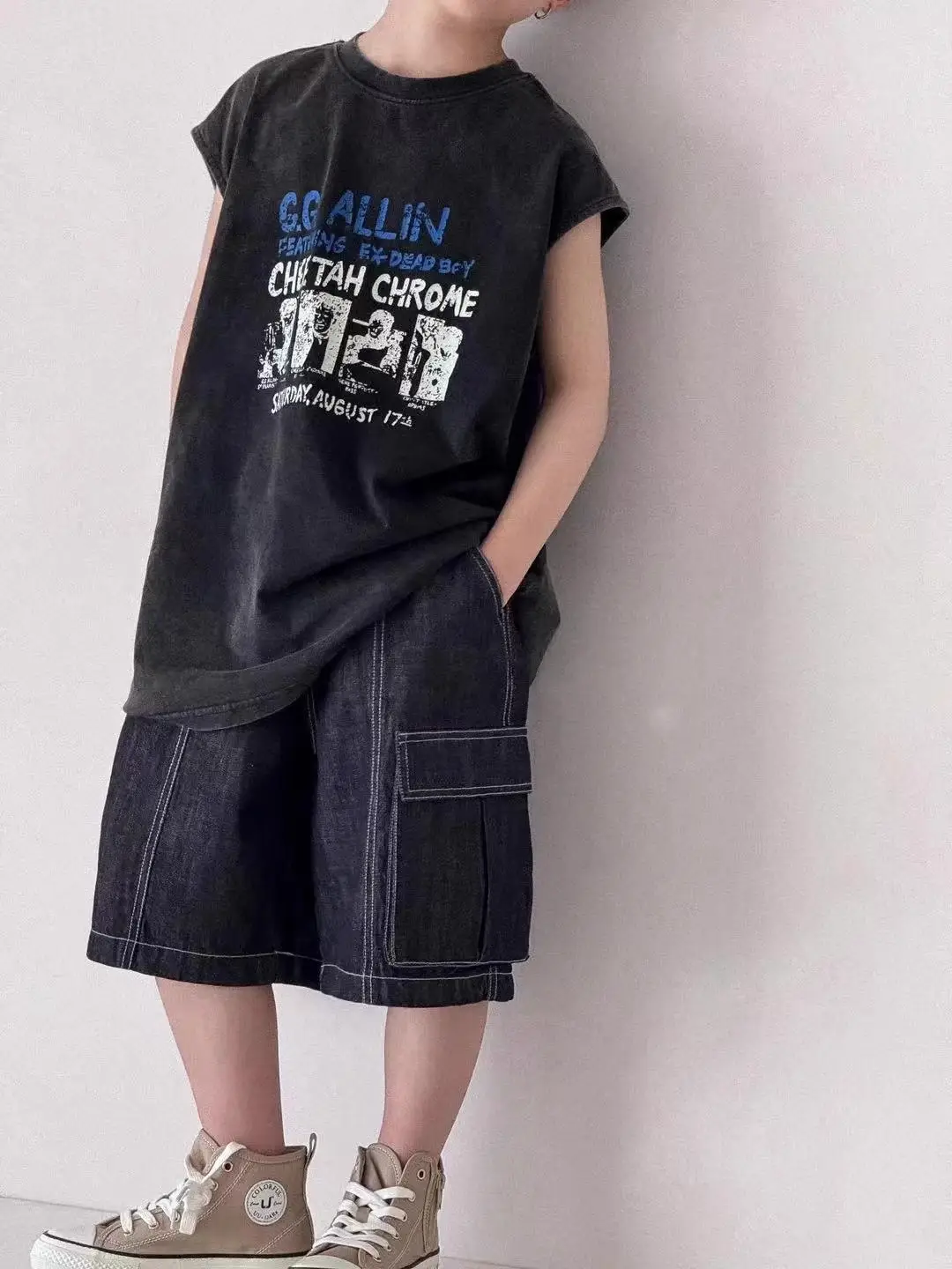 Pure Cotton Boys Sleeveless Vest T-Shirt Summer Korean Style — feature 8