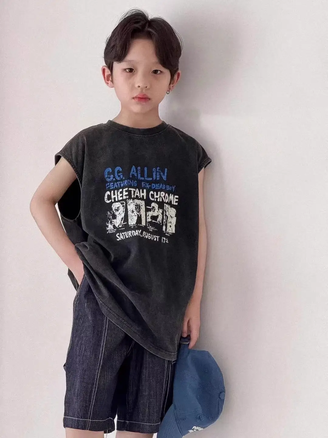 Pure Cotton Boys Sleeveless Vest T-Shirt Summer Korean Style — feature 9