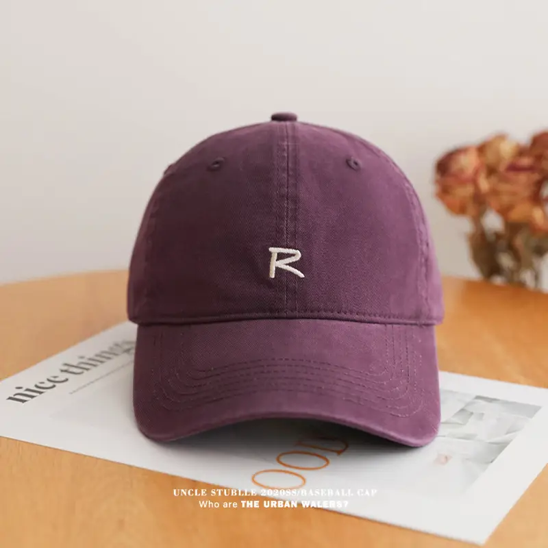 Uncle Stubble R Logo Baseball Cap Beige Men Women — feature 13