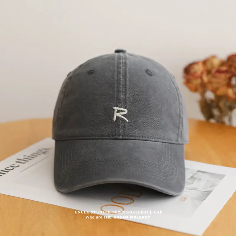 Uncle Stubble R Logo Baseball Cap Beige Men Women — feature 17