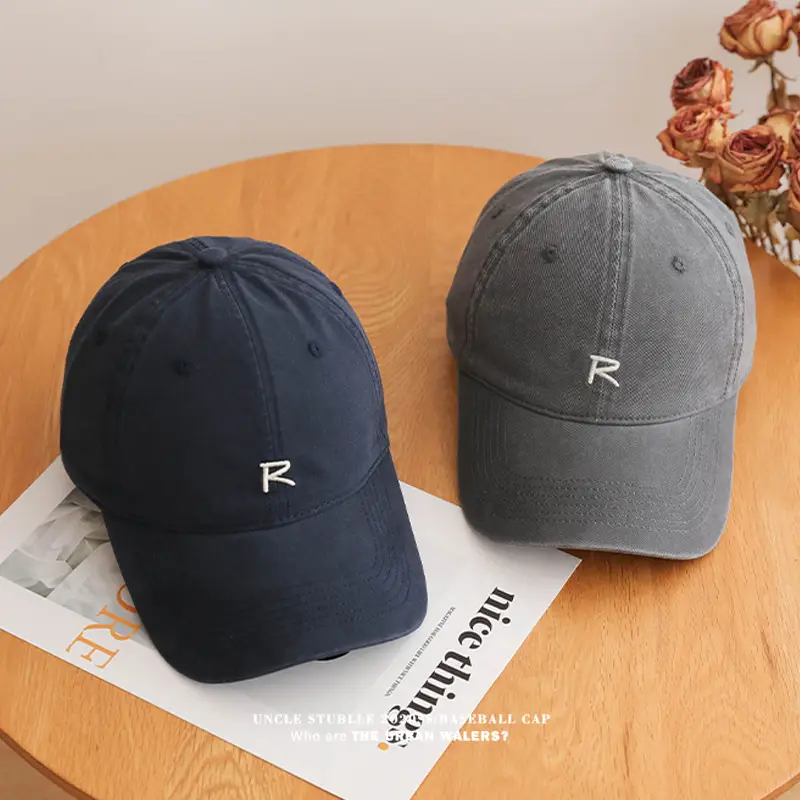 Uncle Stubble R Logo Baseball Cap Beige Men Women — feature 18