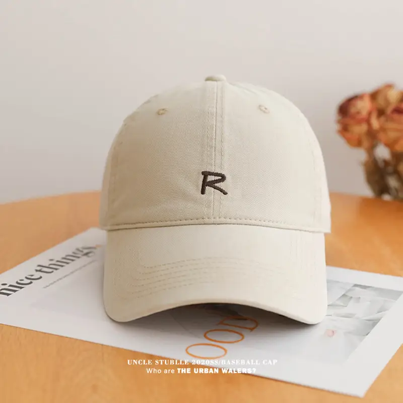 Uncle Stubble R Logo Baseball Cap Beige Men Women — feature 6