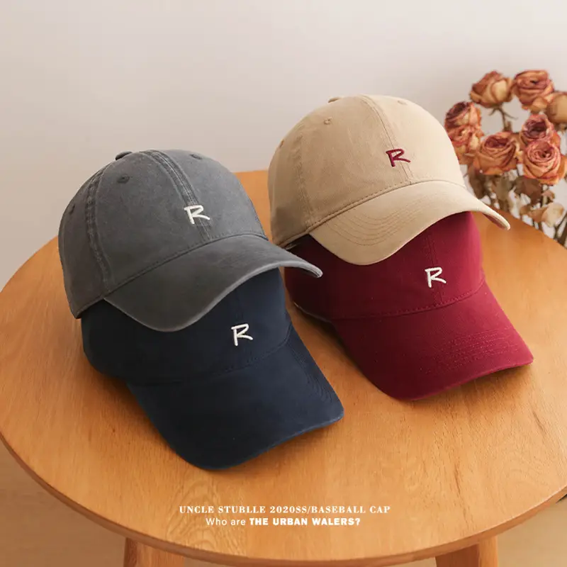 Uncle Stubble R Logo Baseball Cap Beige Men Women — feature 8