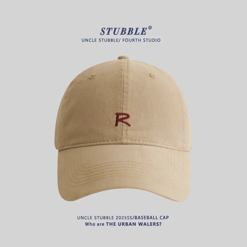 Uncle Stubble R Logo Baseball Cap Beige Men Women - Image 2
