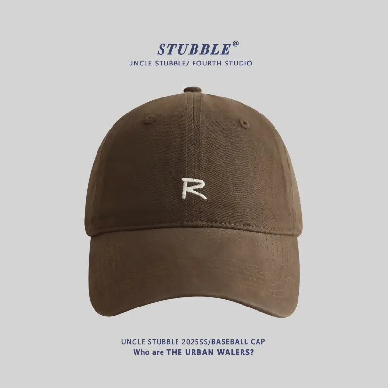 Uncle Stubble R Logo Baseball Cap Beige Men Women - Image 6