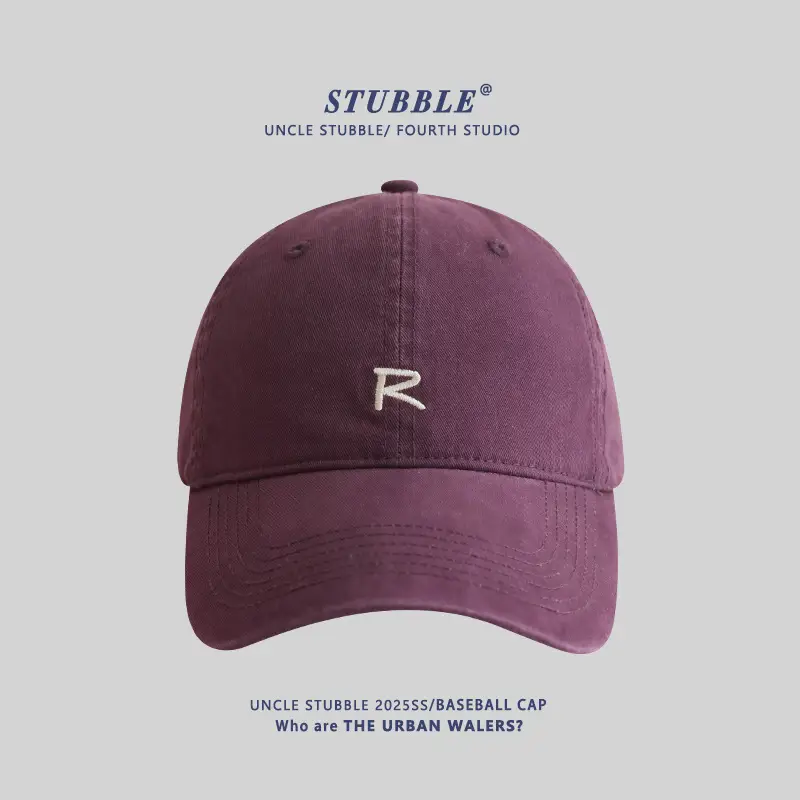 Uncle Stubble R Logo Baseball Cap Beige Men Women - Image 7