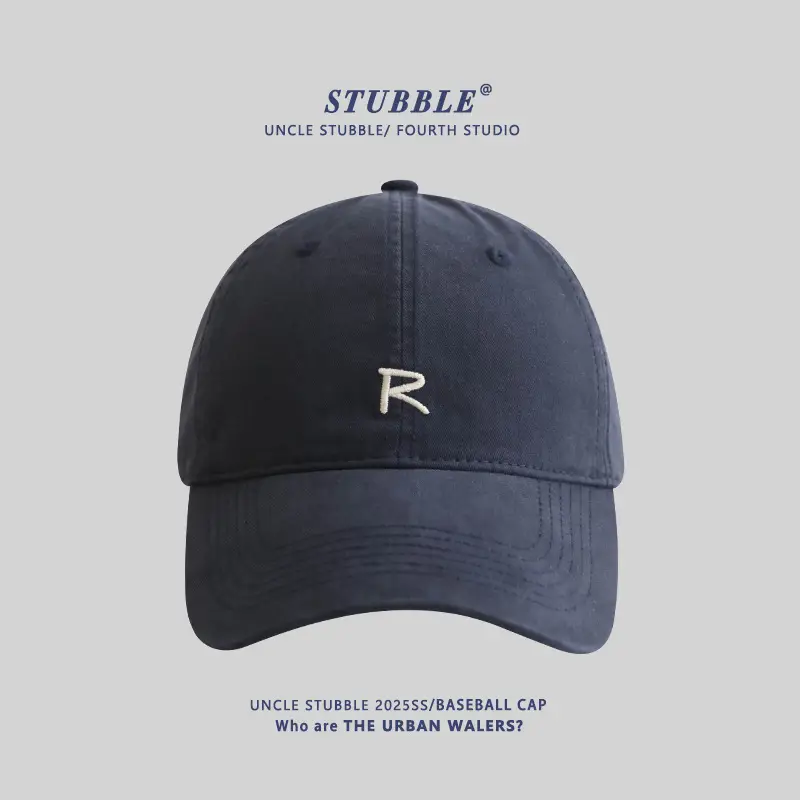 Uncle Stubble R Logo Baseball Cap Beige Men Women - Image 8