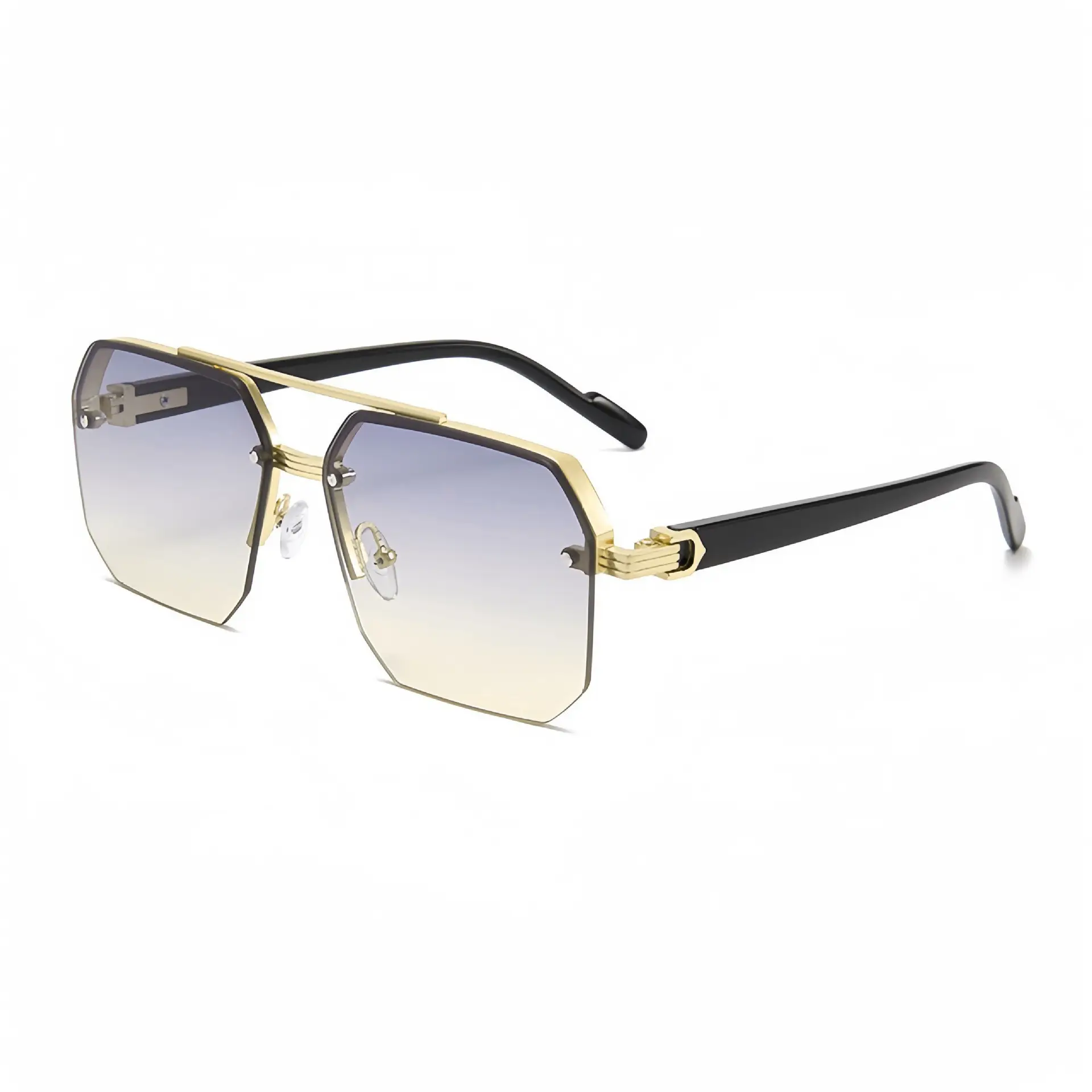 Men's Square Metal Sunglasses with Dark Lens - Image 6