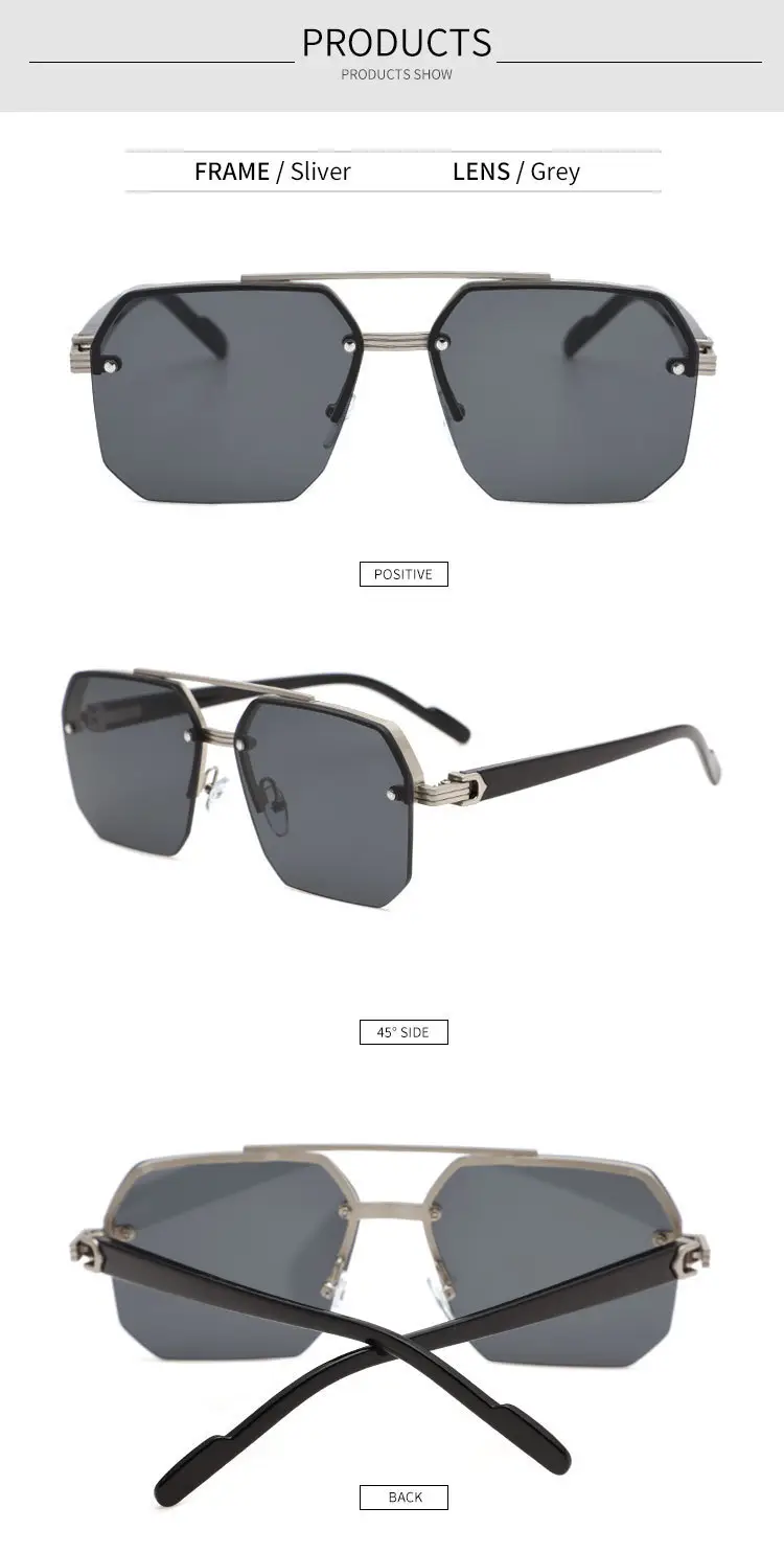 Men's Square Metal Sunglasses with Dark Lens — feature 5