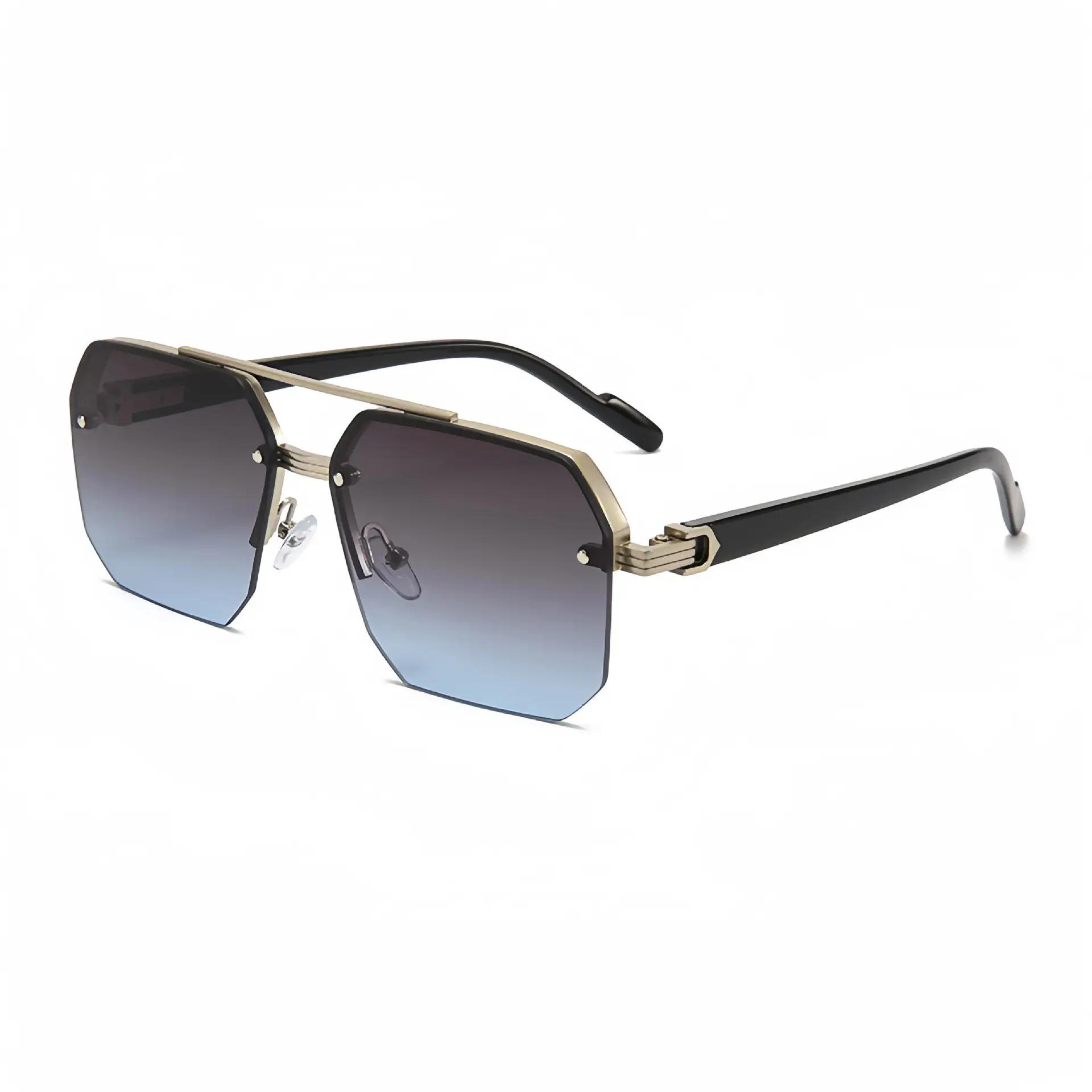 Men's Square Metal Sunglasses with Dark Lens - Image 3