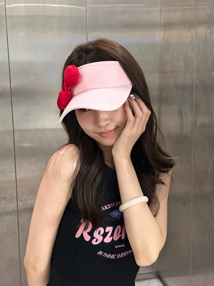 Kitty Bow Hat for Women Summer Sun Protection - Image 2