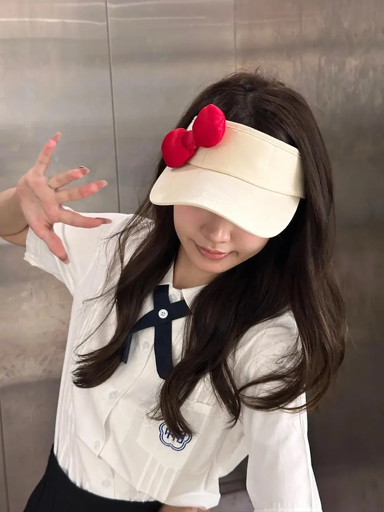 Kitty Bow Hat for Women Summer Sun Protection - Image 3