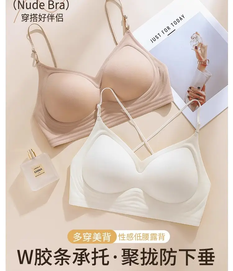 Liquid Foundation Invisible Non-Transparent Push-Up Bra for Women with Halter Straps and Spaghetti Straps All-In-One Large U-Back Seamless Bra — feature 13
