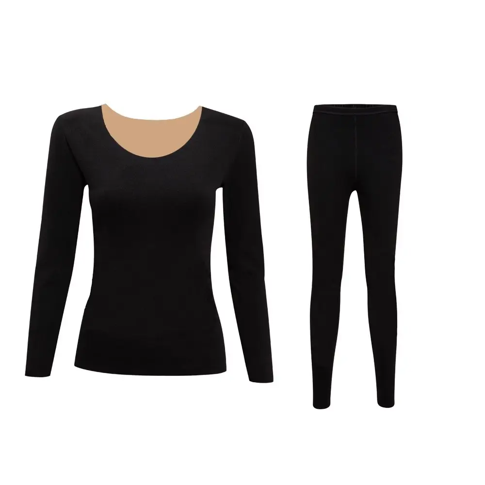 Thermal Underwear Women's Autumn Clothes and Long Pants Set Winter Thin Seamless Self-Heating Autumn and Winter V Neck Bottoming Shirt