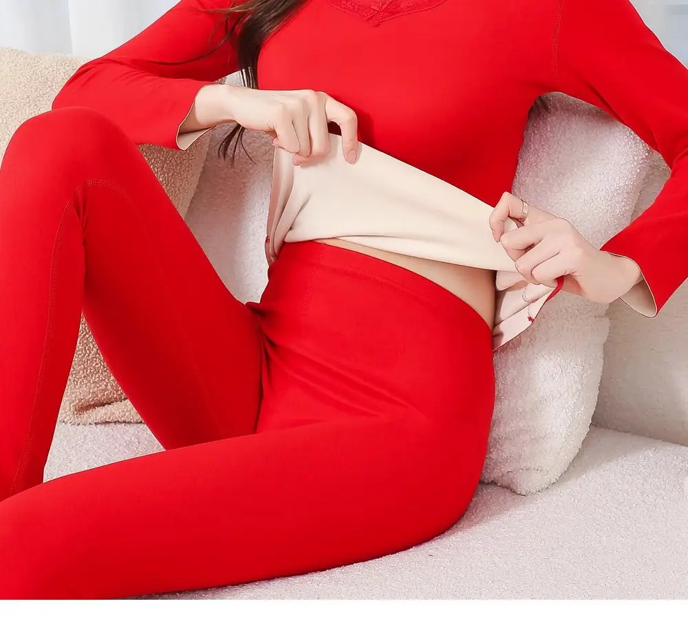 Thermal Underwear Women's Autumn Clothes and Long Pants Set Winter Thin Seamless Self-Heating Autumn and Winter V Neck Bottoming Shirt — feature 9