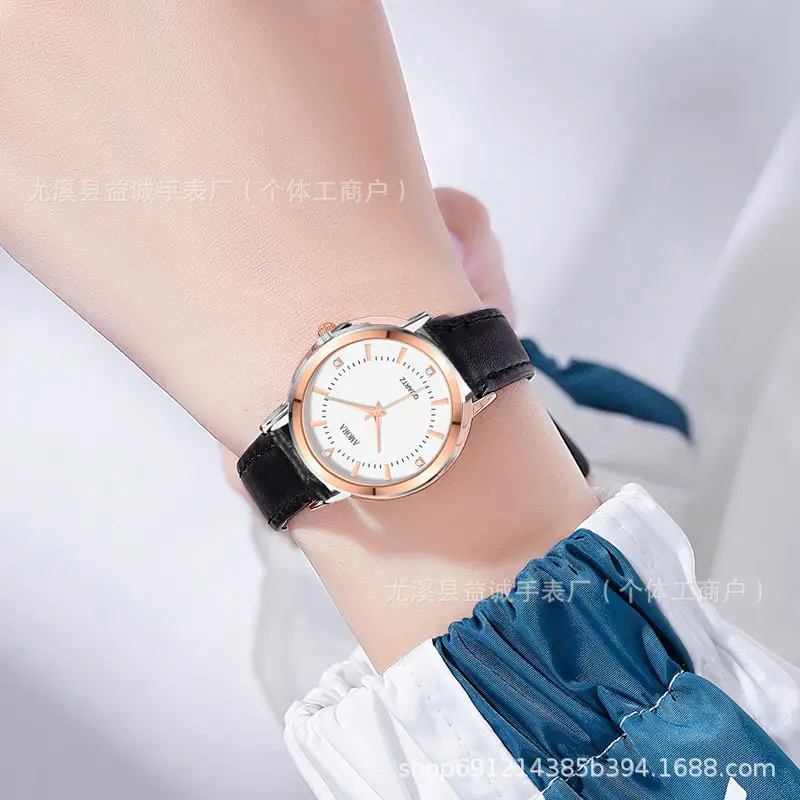 Men & Women Quartz Watch Brown Leather Band - Image 3