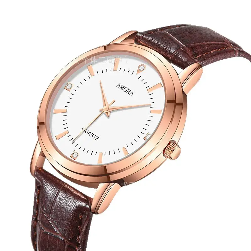 Men & Women Quartz Watch Brown Leather Band - Image 6