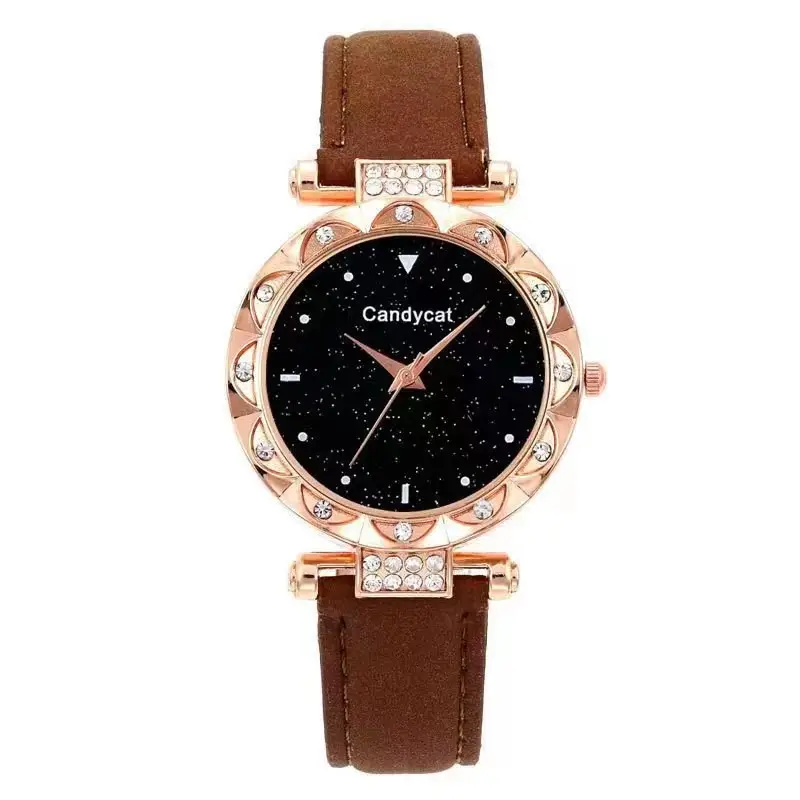 Candycat Starry Sky Rose Gold Watch Black Strap — feature 8