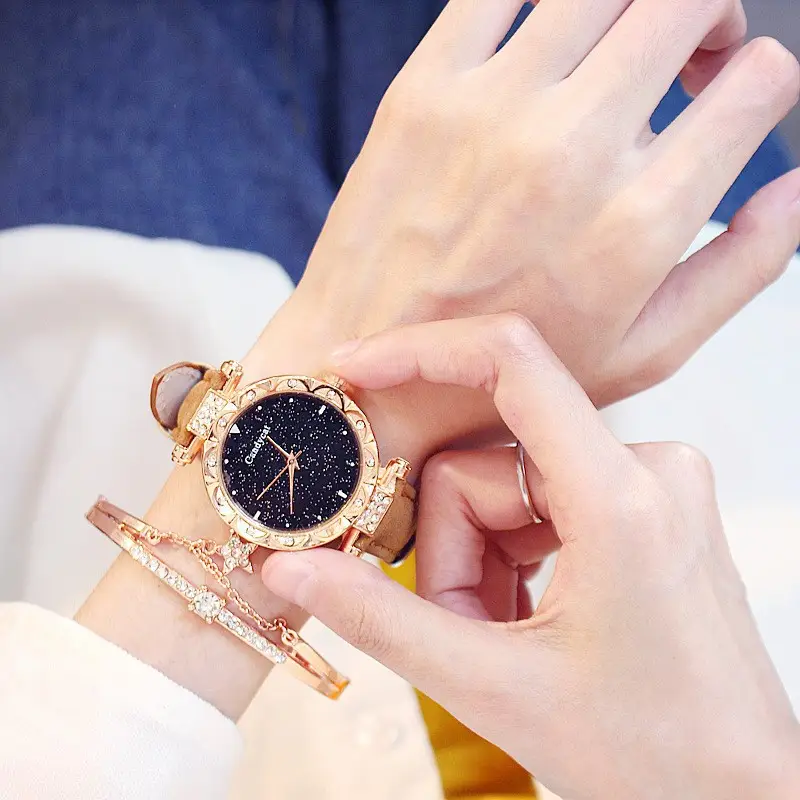 Candycat Starry Sky Rose Gold Watch Black Strap - Image 12