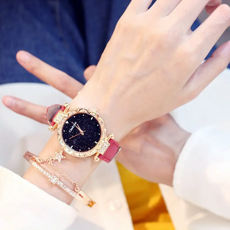 Candycat Starry Sky Rose Gold Watch Black Strap - Image 13