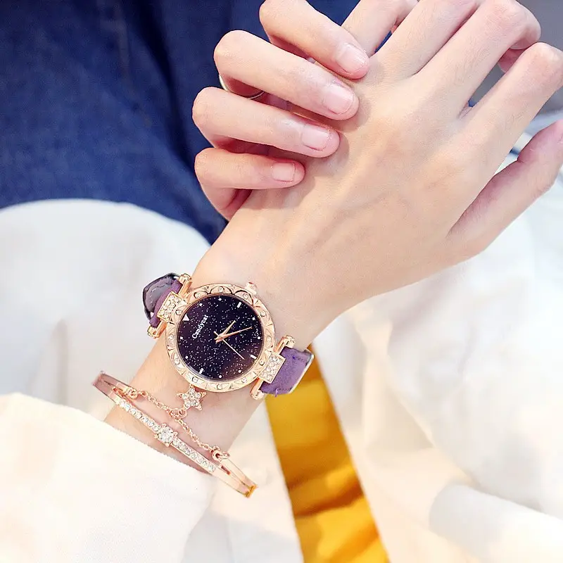 Candycat Starry Sky Rose Gold Watch Black Strap - Image 16