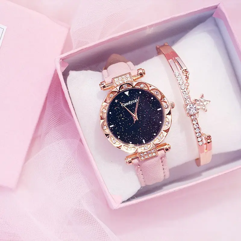 Candycat Starry Sky Rose Gold Watch Black Strap - Image 19