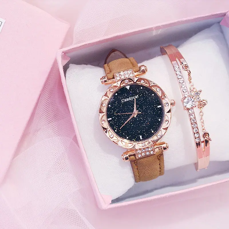 Candycat Starry Sky Rose Gold Watch Black Strap - Image 20