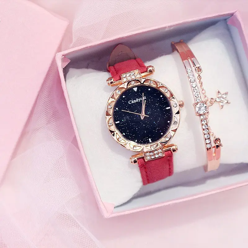 Candycat Starry Sky Rose Gold Watch Black Strap - Image 21