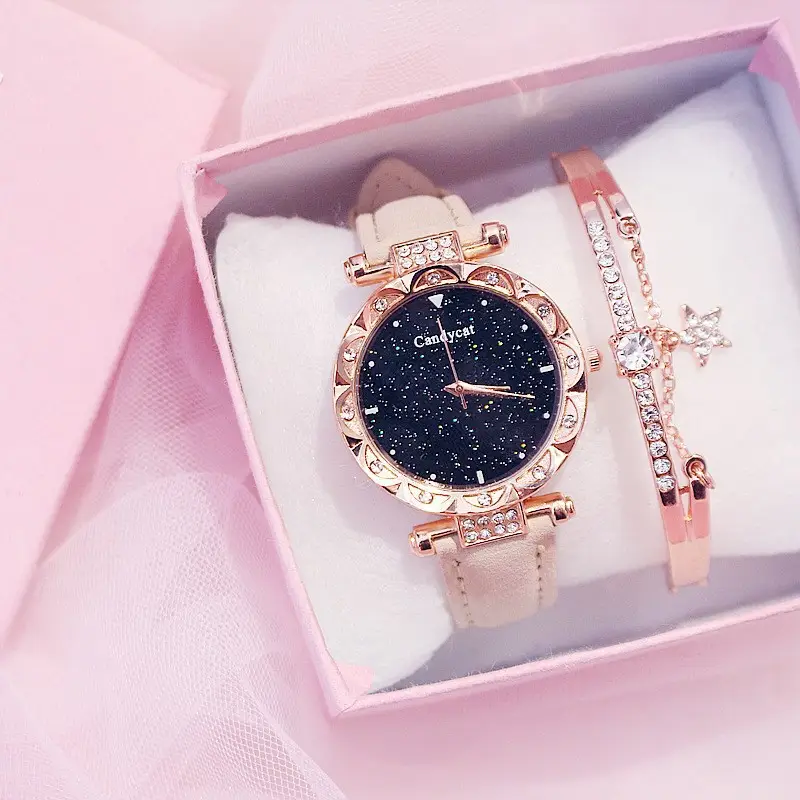 Candycat Starry Sky Rose Gold Watch Black Strap - Image 22
