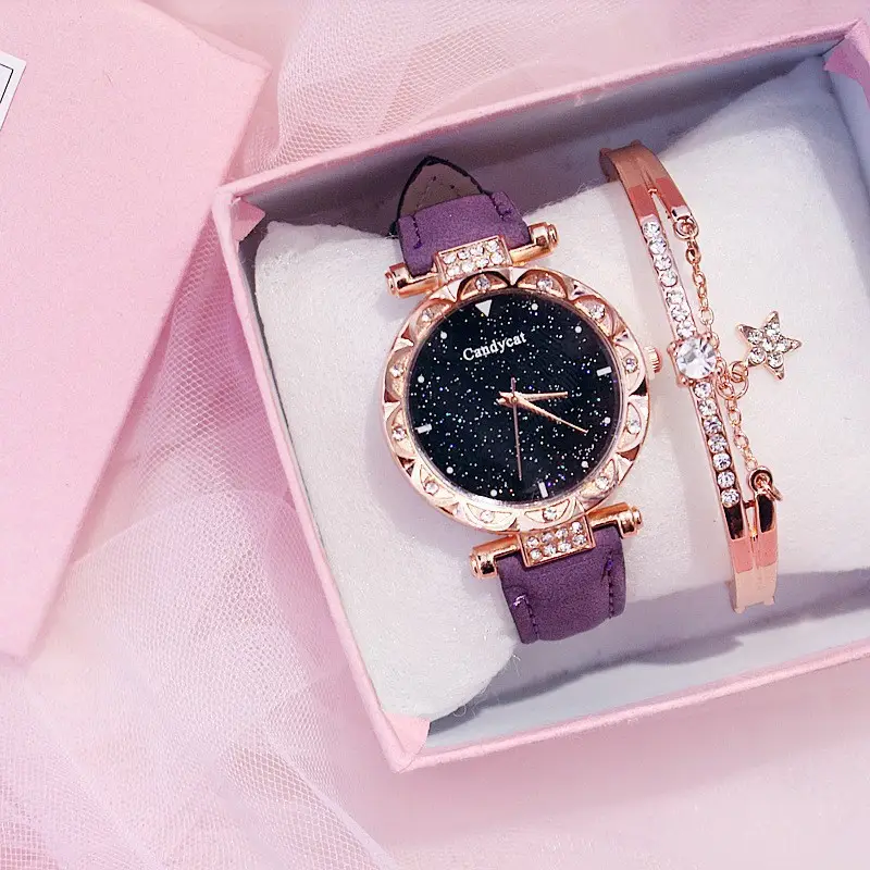 Candycat Starry Sky Rose Gold Watch Black Strap - Image 24