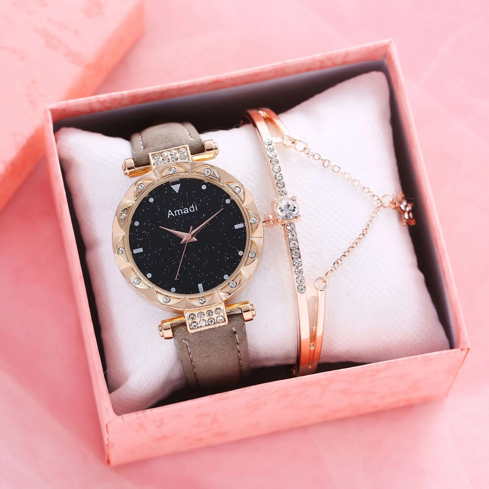 Candycat Starry Sky Rose Gold Watch Black Strap - Image 25